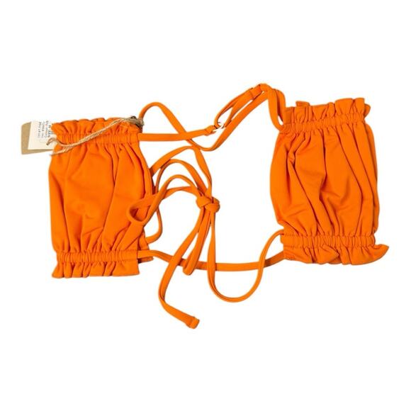 FP x Toast Swim Signature Ruffle Bandeau Bikini Top in Tiger Orange Size Medium - Picture 6 of 8